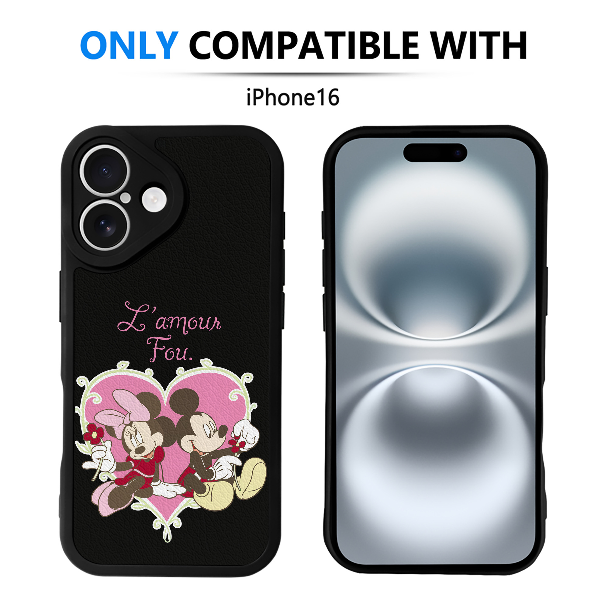 （画像用） ミッキーマウス Mickey Mouse 【iPhone 16シリーズ対応】シリコンスマホケース（レザー調） 材質：シリコン